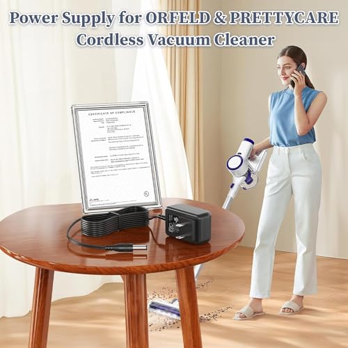 27V Replacement Charger for PRETTYCARE & ORFELD Cordless Vacuum Cleaner