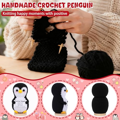 JoycuFF Mini Positive Penguin Crochet Doll – Cute Emotional Gift
