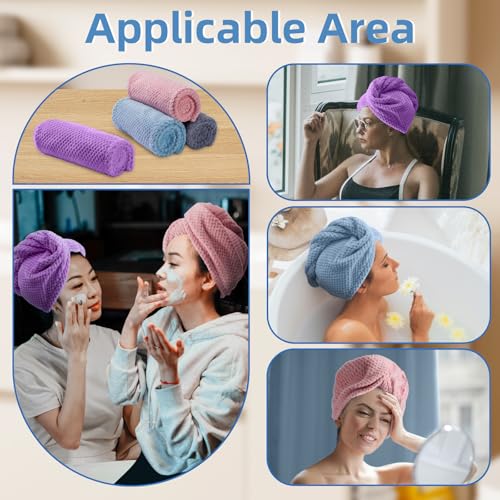 Amrules Hair Towel Wraps - 4 Pack Quick-Dry Turbans for All Hair Types
