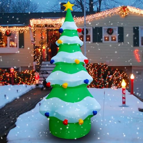 12 FT Inflatable Christmas Tree with Built-in Lights for Indoor Outdoor Yard Decor