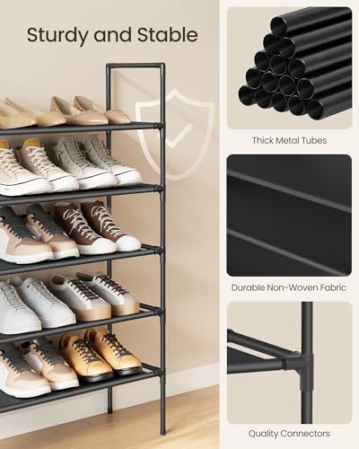 SONGMICS 5-Tier Shoe Rack, 25.5”W Narrow Shoe Storage for Closet & Entryway