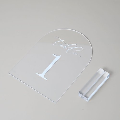 JINMURY Clear Arch Table Numbers for Wedding, 5x7 Inch Arched Acrylic Table Numbers 1-30 with Stands, Clear Acrylic Arch Sign with Holder for Centerpiece, Reception, Wedding, Party, Event