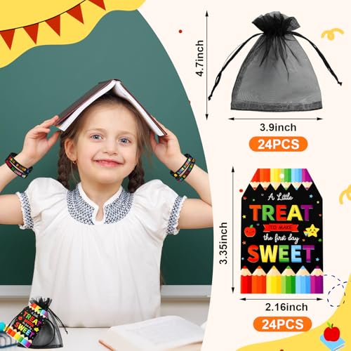 Back to School Gift Set - 24 Silicone Bracelets, Bags & Tags