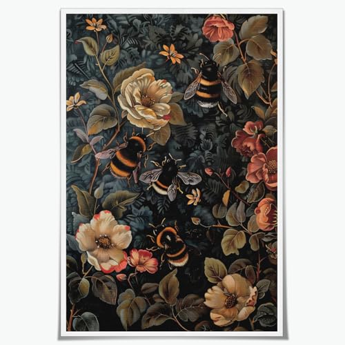Vintage William Morris Bumble Bee Poster Retro Botanical Canvas Print