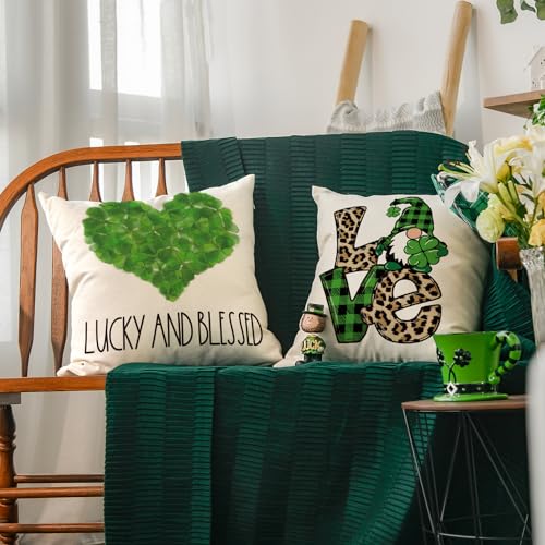 St. Patrick's Day Gnome Throw Pillow Covers 18x18 Inch, Set of 4