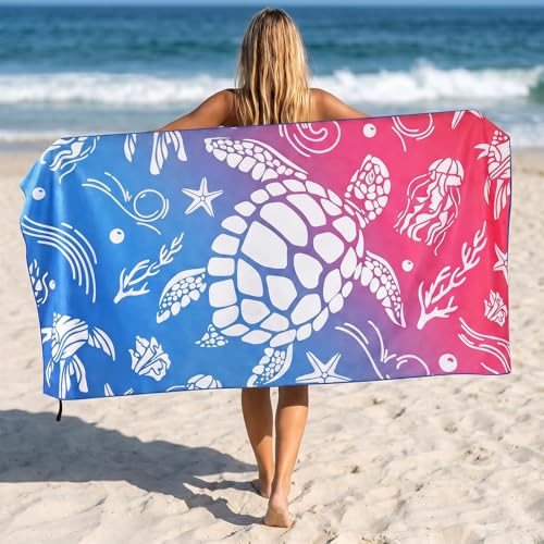 MelonBoat Oversized Turtle Beach Towel, 35"x71" Quick-Dry Terry Cloth