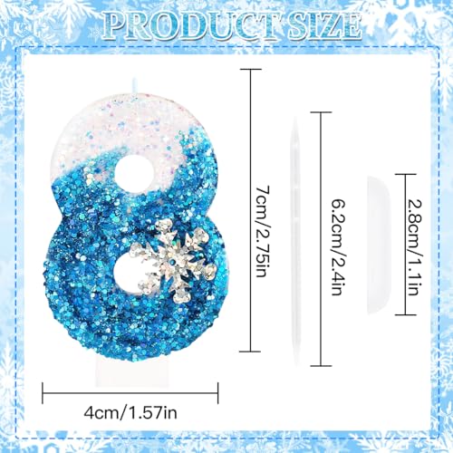 Fro*Zen 8th Birthday Cake Candle - Snow-Themed Party Decoration