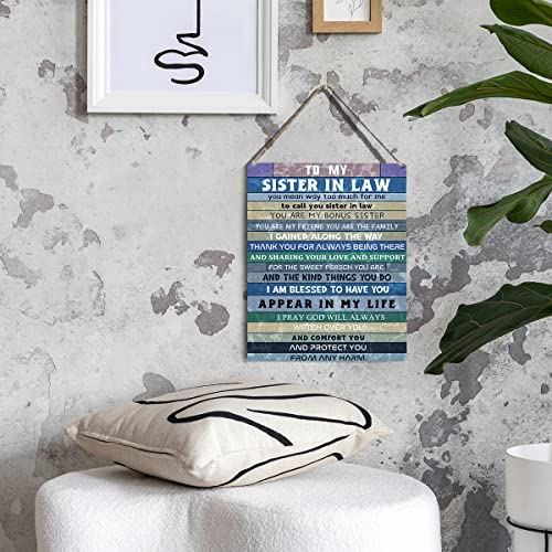 Rustic Wooden Sign for Sister-in-Law | 8x10 Bonus Sister Decor