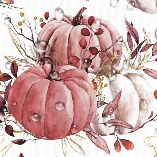 Uokiuki Fall Pumpkin Shower Curtain, Rustic Autumn Maple Leaves 70x70 Inch