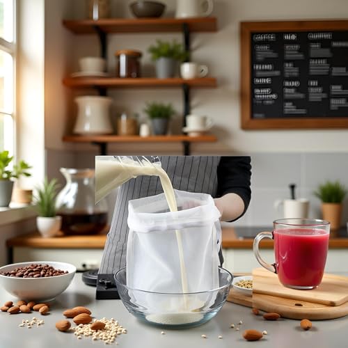 JJLFresheners Reusable Nut Milk Bag - Fine Nylon Mesh Strainer for Almond Milk and Cold Brew