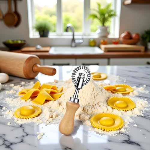 Versatile Pasta Cutter Wheel - Ravioli Crimper & Dough Cutter