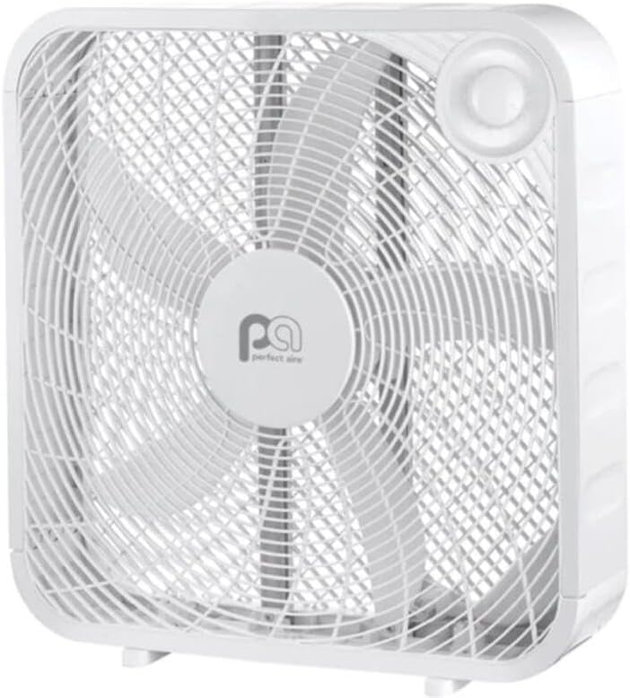 PerfectAire Box Fan - 20-Inch Height with 3 Speed Settings for Optimal Cooling
