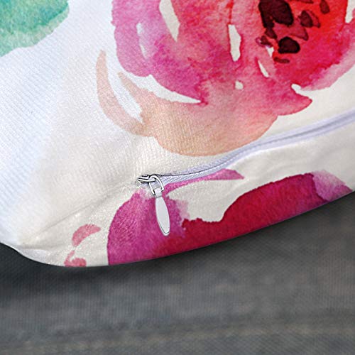 Emvency Watercolor Pink Velvet Throw Pillow Covers, 18 x 18 Inch (Set of 2)