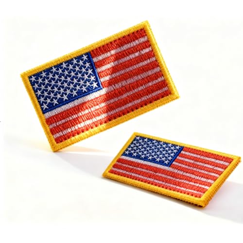 USA Flag Patch Set - 2 Pack, 3x2 Inches for Backpacks & Hats