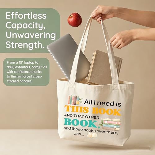 Book Lover Canvas Tote Bag Reusable Shopping Bag for Readers and Teachers