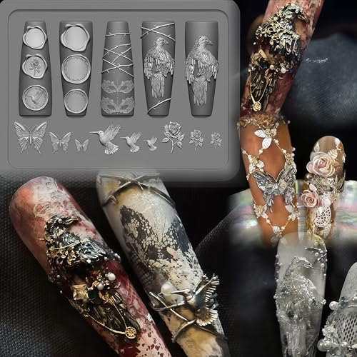 3D Crow Silicone Nail Art Mold for Gel and Resin Designs