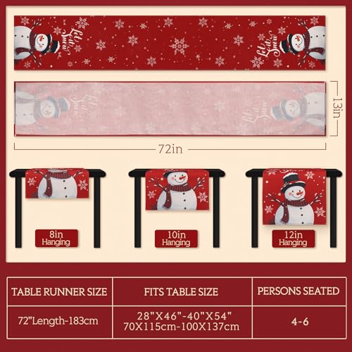 Christmas Snowman Placemats Set of 4 & Table Runner - Holiday Kitchen Decor