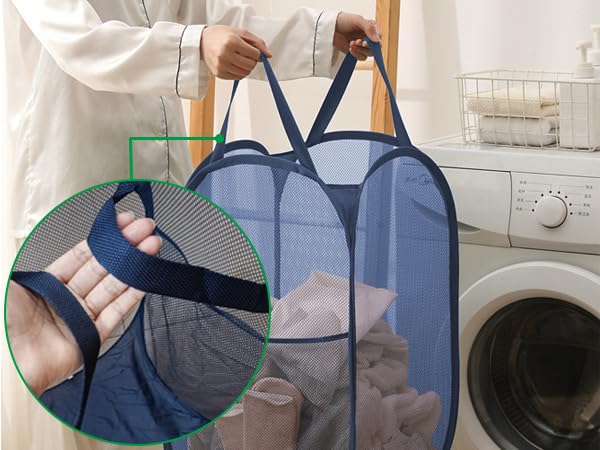Navy Foldable Mesh Pop Up Laundry Hamper - 2 Pack for Easy Storage