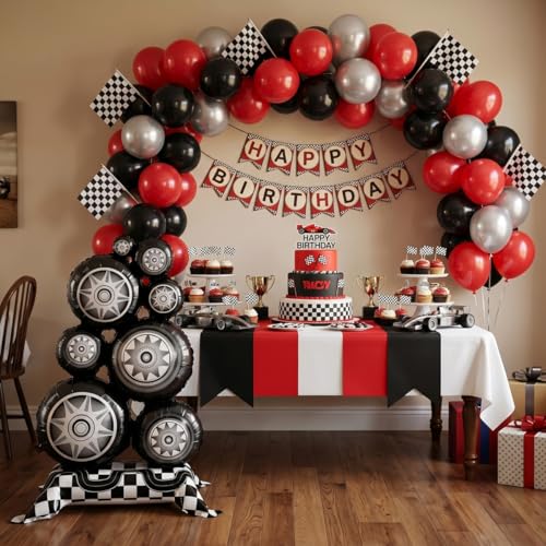 3.5FT Tire Balloon - Self Standing Race Car Birthday Decor (1 PCS)