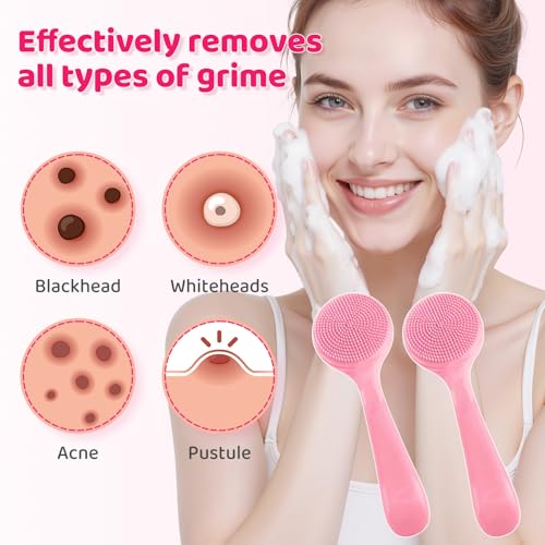 OLLBIT Silicone Manual Facial Cleansing Brush 2PCS Soft Exfoliating Face Scrub