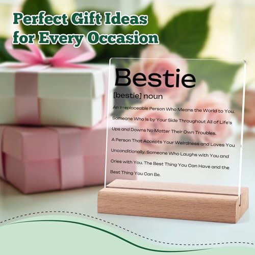 Inspirational Acrylic Plaque with Wooden Stand for Best Friends