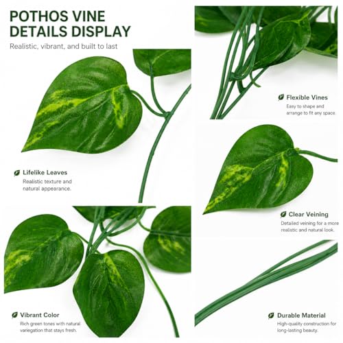 12 Pack Artificial Ivy Leaves Garlands - 7ft Indoor/Outdoor Decor