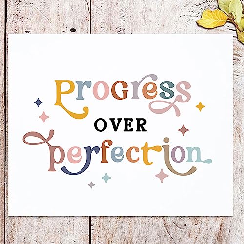 Progress Over Perfection Classroom Poster Motivational Wall Art Boho Decor