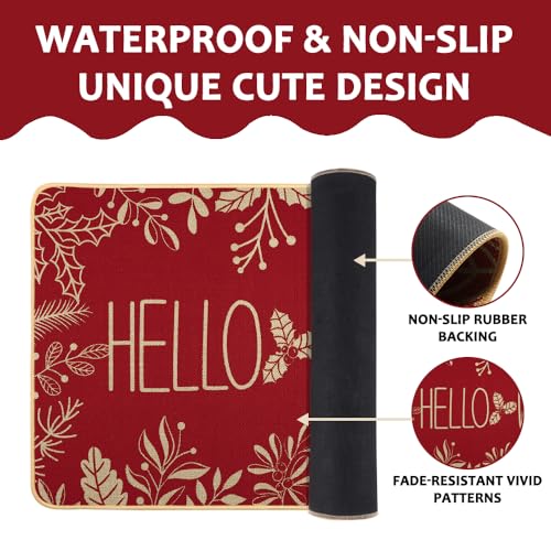 Heirloom Haven Red Christmas Door Mat - 29x17 Inch Welcome Mat
