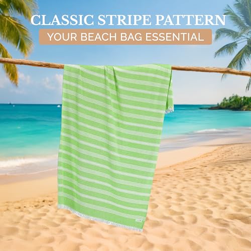 Casa Platino Oversized Beach Towel - Sand Free Turkish-Style, Jade Lime (1-Pack)