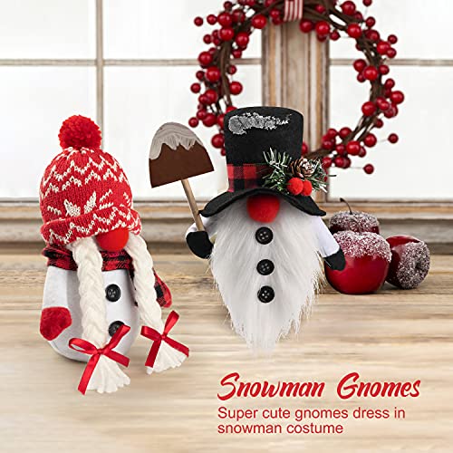 Christmas Gnome Plush Decor 2 Pack - Snowman Scandinavian Figurines