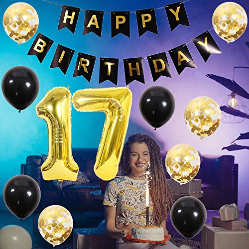 Gold 16th Birthday Decoration Kit with Banner & Balloons