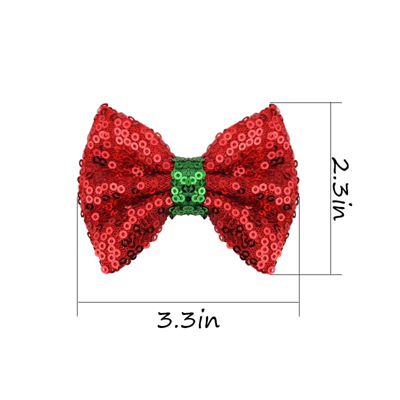 Sdopbinbin Red Christmas Sequin Hair Bow Clips for Women & Girls 2Pcs
