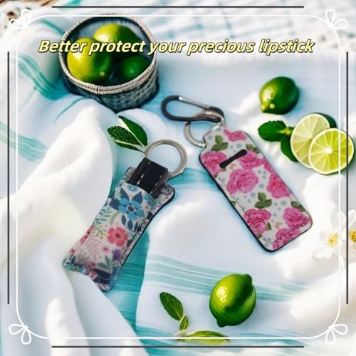 TIKIYOUN Chapstick Holder Keychain Neoprene Lip Balm Case 3 Pcs