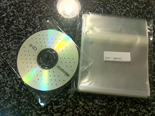 100 Pcs Clear CD DVD Sleeves - Resealable Plastic Discs Protectors