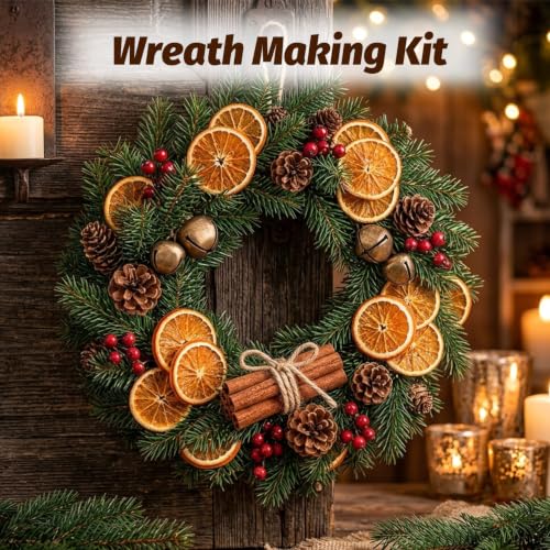Dried Orange Slices & Pinecones Christmas Ornaments Set with Cinnamon & Hemp Rope