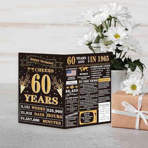 Funny 60th Birthday Card for Men and Women - 8x5.3 inch