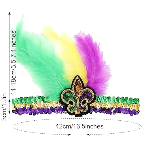 Carnival Feather Headband and Sequin Mask Set Mardi Gras Costume