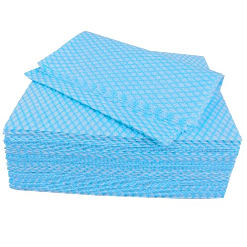 Porffitoy 50-Pack Large Reusable Blue Dish Cloths - Absorbent Kitchen Towels