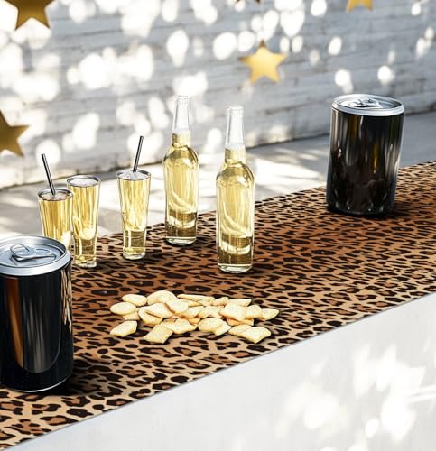 Leopard Print Table Runner - 6 Disposable Plastic 14x108 Inch for Parties