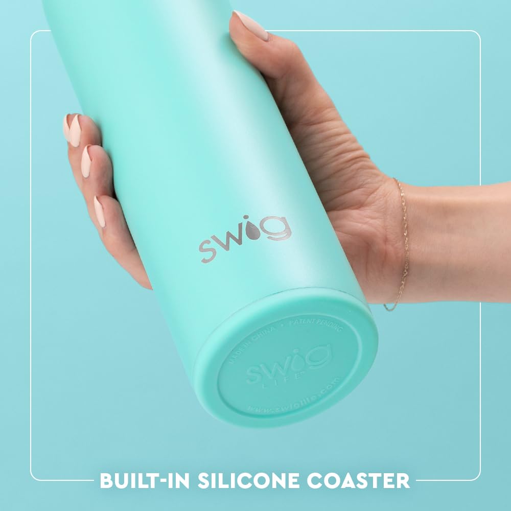 Swig Life 26oz Insulated Water Bottle, Travel Water Bottle with Straw and Lid, Cup Holder Friendly, Stainless Steel (Good Vibrations)