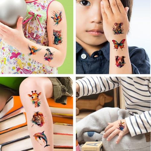 Watercolor Animal Temporary Tattoos 30 Sheets Party Favors