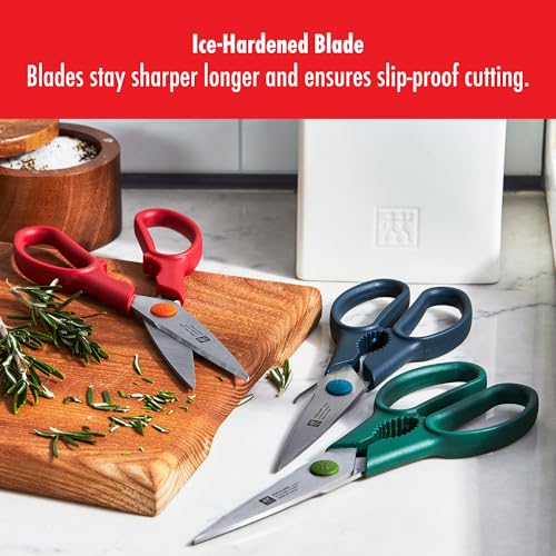 ZWILLING Now S 3-Piece Kitchen Shears Set, Multi-Purpose Stainless Steel Scissors with Ergonomic Handles, Blue, Red and Green