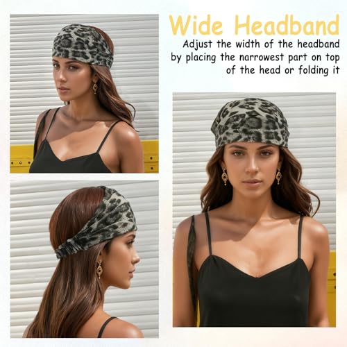 Dancepanda Leopard Print Elastic Headband for Women Soft Non-Slip Hair Band