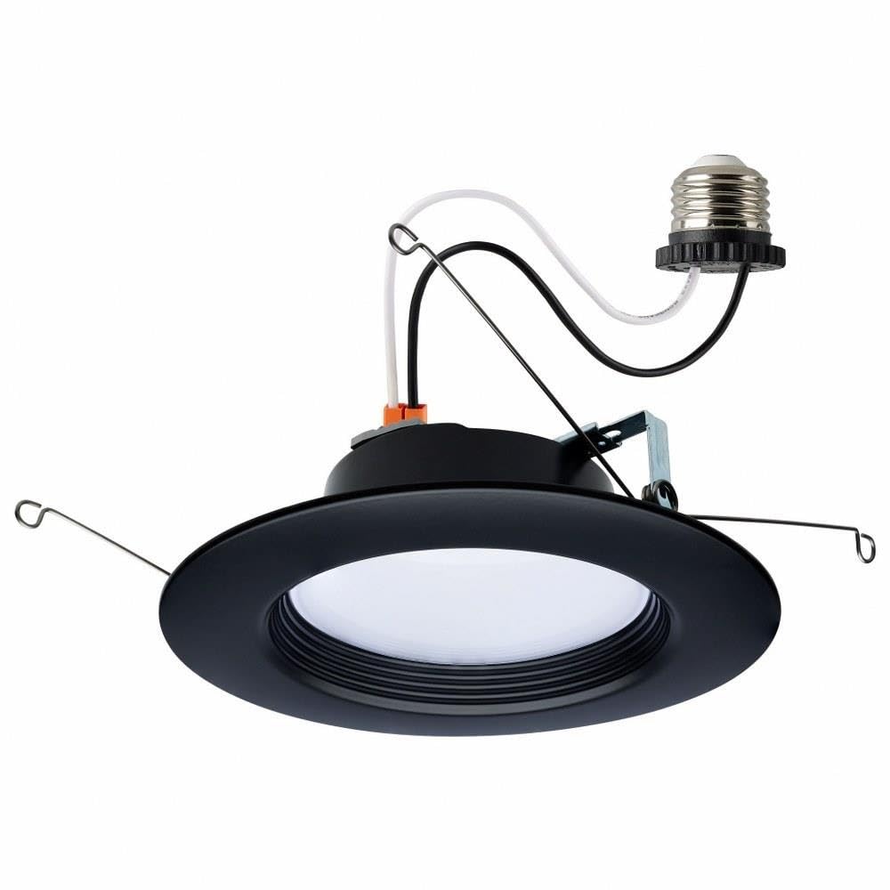 Satco S11835R1, 9 Watt; Dimmable LED Downlight Retrofit; 5.6 Inch; CCT Selectable Warm White to Natural Light; 120 Volts; Black Finish; Residential and Commercial Use