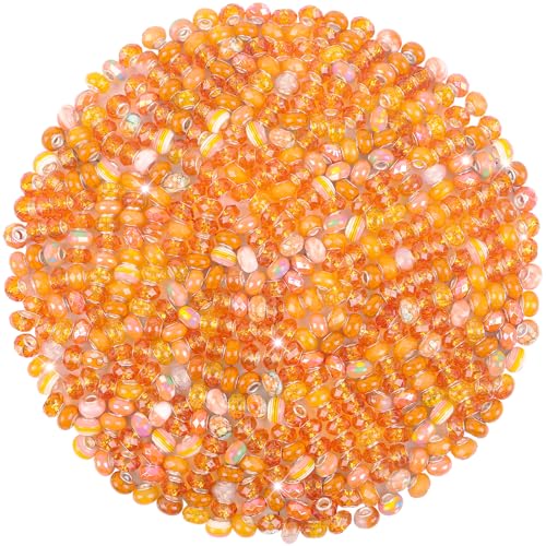 60Pcs Orange Large Hole Beads 5mm European Craft Beads for Jewelry Making