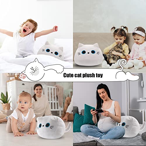 10-Inch Cute White Cat Plush Toy - Soft & Cuddly Gift