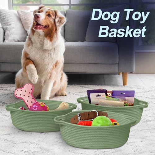 Green Cotton Rope Storage Basket - 13" x 9" x 5" for Gifts & Organizing
