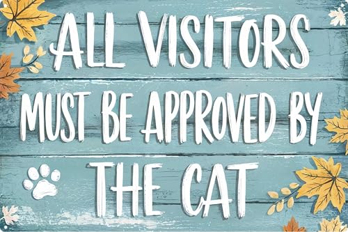 Cat Approved Visitors Metal Sign 8x12in Funny Pet Wall Plaque