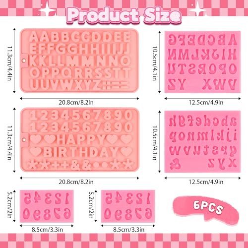 6PCS Silicone Chocolate Molds Set - Letters & Numbers for Baking
