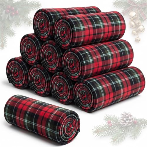 Christmas Plaid Throw Blankets Bulk Set - Red and Green, 50x60 Inches
